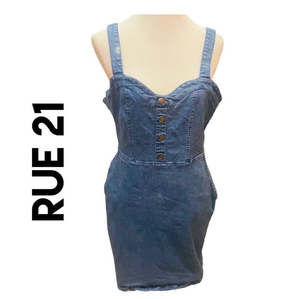 Rue 21 Sleeveless Overall Denim Dress Size Large